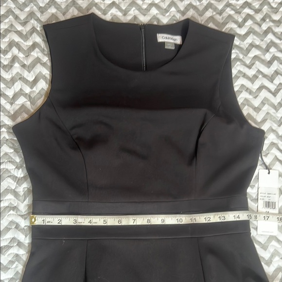 NWT Calvin Klein Black Sleeveless Cocktail Dress Mesh Stripes - Picture 9 of 14